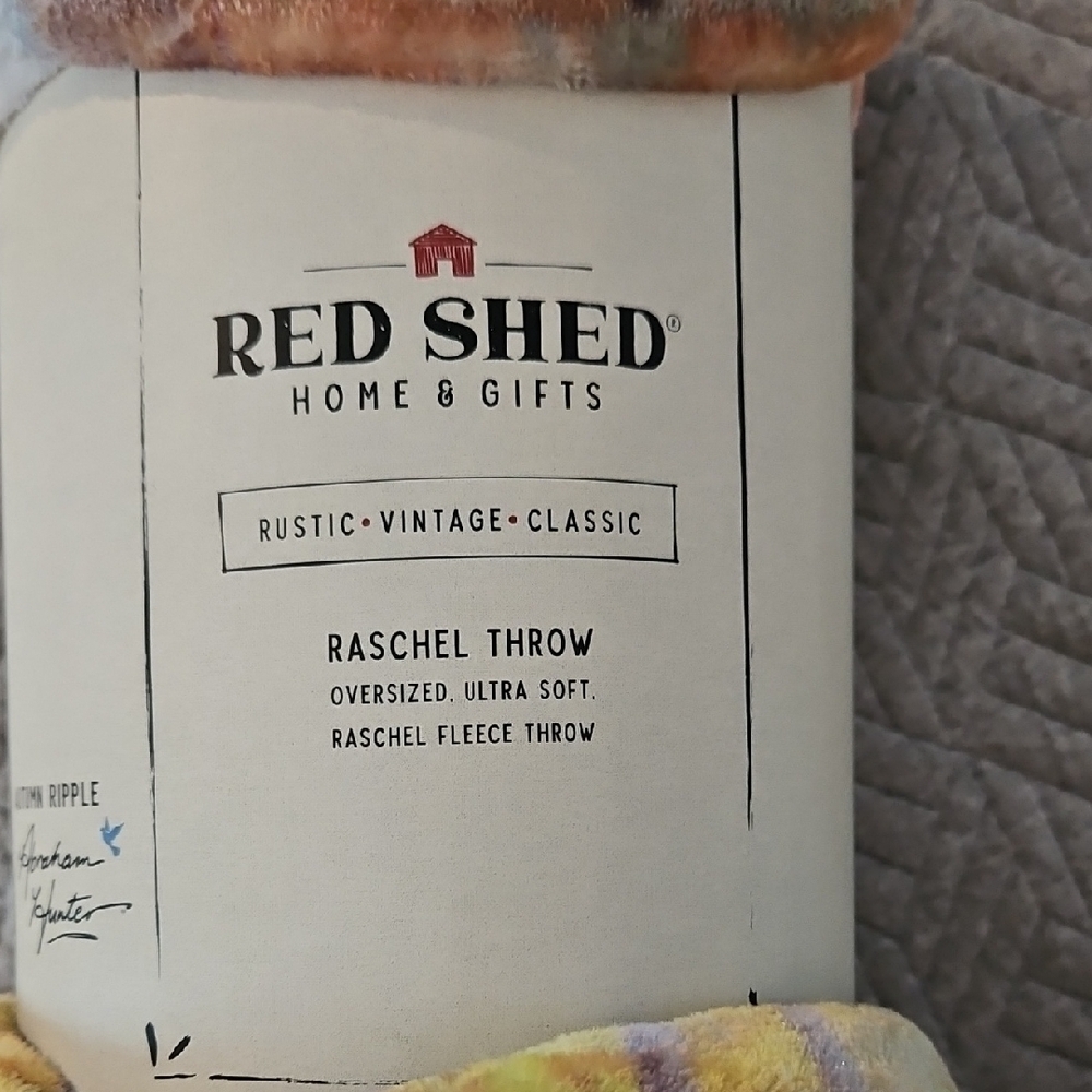 Red Shed Raschel Vintage Throw Blanket